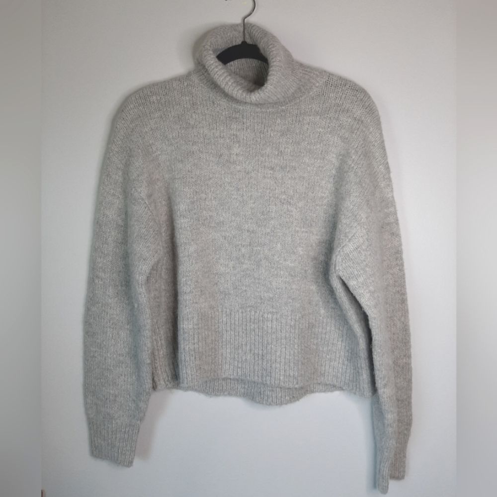 H&M Turtleneck Sweater Women's XS Gray Wool Alpaca Acrylic Blend Super Soft